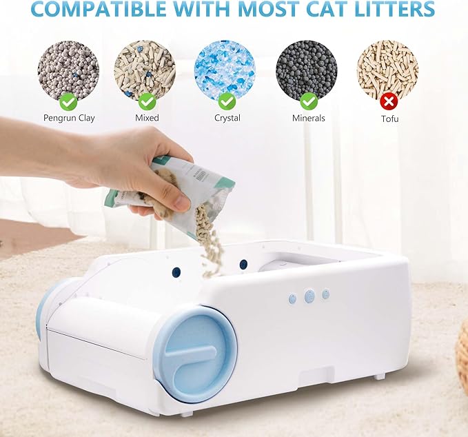 Automatic Cat Litter Box with Anti-Pinch Safety, Odor-Control Design, App Remote Control, and Open Structure for Stress-Free Use—Helps Cats Adapt Quickly (Auto cat Litter Box)