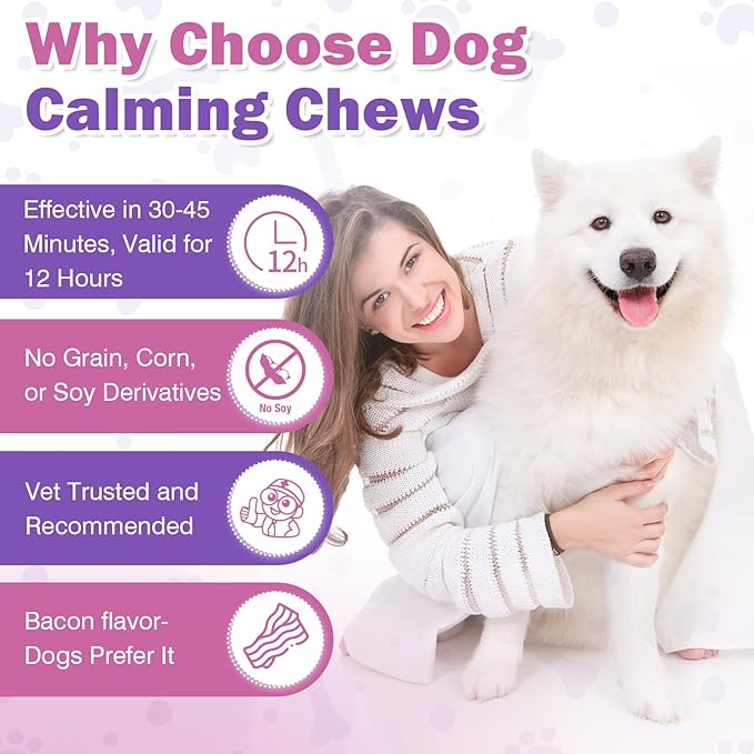 Calming Chews for Dogs 200pc Dog Treats and Bites with Melatonin - Dog Calming Snacks to Help Promote Calm for Dogs Dealing with Noise, Thunder, Barking,Separation,Chewing