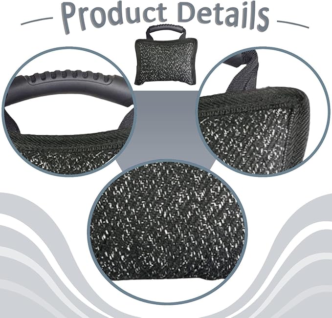 Baoblaze Dog Bite Pillow Tough Tug Toy Practical Portable Outdoor Pet Supplies for Small and Medium Sized Dogs Biting Pad with Handle, Black
