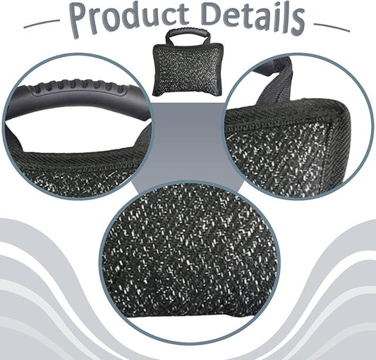 Baoblaze Dog Bite Pillow Tough Tug Toy Practical Portable Outdoor Pet Supplies for Small and Medium Sized Dogs Biting Pad with Handle, Black