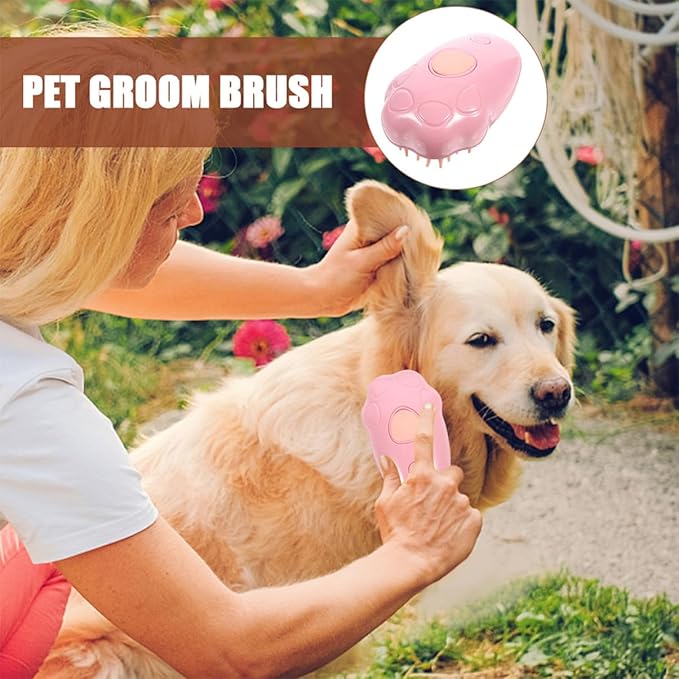 BESTonZON 2pcs Self-cleaning Cat Steamer Brush Multi-use Grooming Tool for Dogs and Cats Bath Brush Massage Bristles for Spa-like