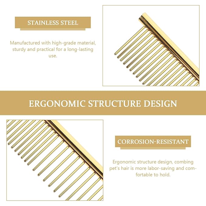 Kichvoe 3pcs Multi-function Pet Comb Set with Wear-resistant Stainless Steel Teeth, Lightweight Aluminum Dematting Combs for Dogs and Cats, Portable Grooming Tools for Puppy and Cat Hair