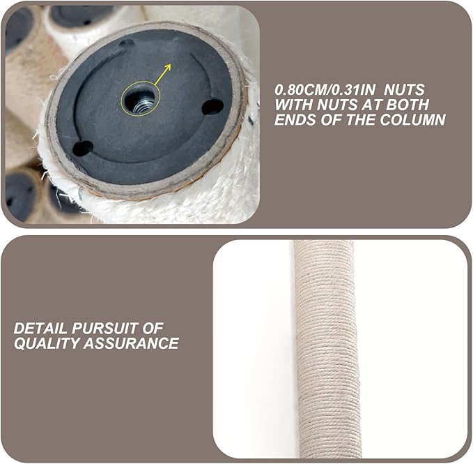 2PCS Cat Scratching Post Replacement, 20 Inch Sisal Cat Tree Replacement Post, 8mm Bolts, Easy to Install