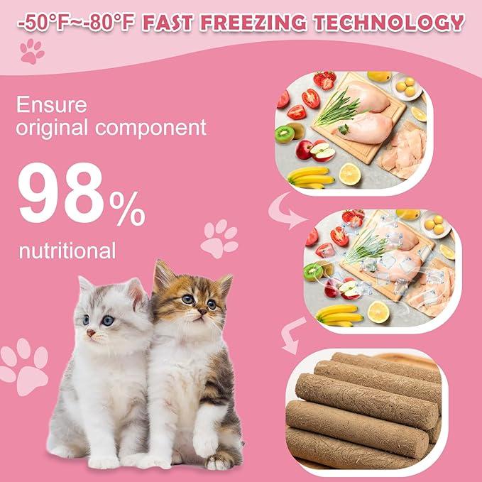 Cat Grass Teething Stick 90g - Freeze Dried Chicken Dental Treats, High Protein for Teeth Cleaning, Hairball Control & Catnip Chews