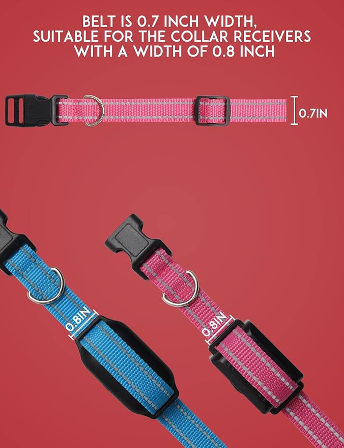 PaiPaitek Dog Shock Collar Replacement Strap 2-Pack, Reflective & Adjustable 3/4" Dog Collar for Training - Compatible with Jugbow, PetSafe, Bousnic, Garmin Replacement Collar Strap - 2 Pack
