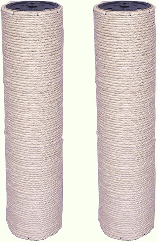 2Pcs M10 Cat Tree Replacement Posts - 10mm Bolt Sisal Cat Scratching Post Replacement Pole DIY M10 Bolt Sturdy PVC Tubes 3.34 * 15" (White)