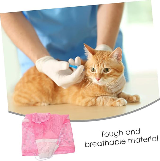 Milisten Multi-Function Cat Grooming Bag Breathable Mesh Pet Bathing Pouch for Easy Nail Trimming Bathing and Grooming Fast-Dry Design for Cats and Kittens