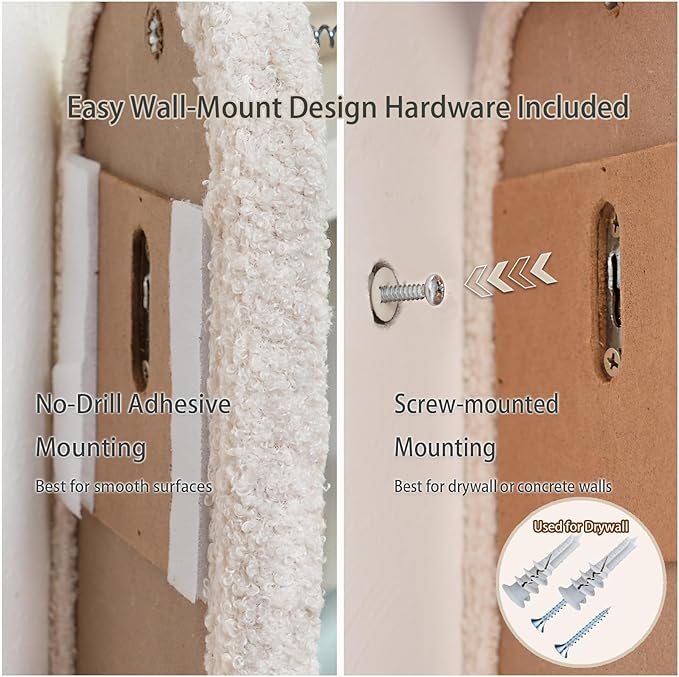 28" Wall Mounted Cat Scratcher for Indoor Cats – Vertical Sisal Cat Scratching Board with Self-Grooming Brush & Hanging Toy, Space-Saving Cat Wall Furniture, No-Drill Adhesive or Screw Mount