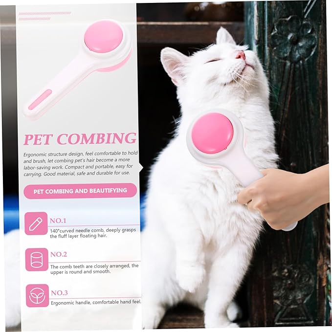 Kisangel Grooming Comb for Cats and Dogs Ergonomic Pet Brush for Removing Loose Hair Lightweight Design for Kittens and Dogs Comfortable Grooming Tool