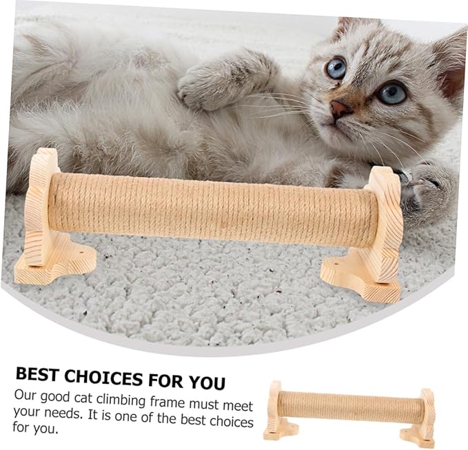 Alipis Cat Scratching Post for Cage with 40cm Natural Sisal Rope, Sturdy Vertical Kitten Scratcher, Comfortable Wooden Core Floor Scratching Post for Indoor Cats