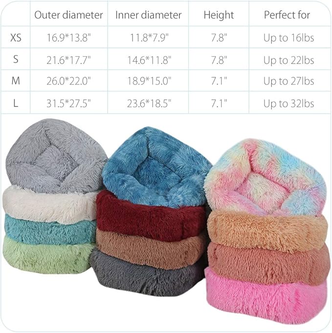 La La Pet® Donut Dog Cat Bed Cozy Cave Pet Bed Burrow Dog Bed Calming Cuddler Self-Warming Pet Bed Soft Plush Pet Cushion Improved Sleep for Cats Small Medium Dogs Dark Gray XS