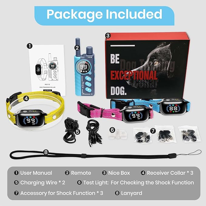 PetJoy Shock Collar for 3 Dogs & Dog Training Collars with Lockable Shock - Shock Lock Mode Switches to Tone & Vibe Only, Remote Features Slide Safety Lock, 4000ft Range (9 Tones)