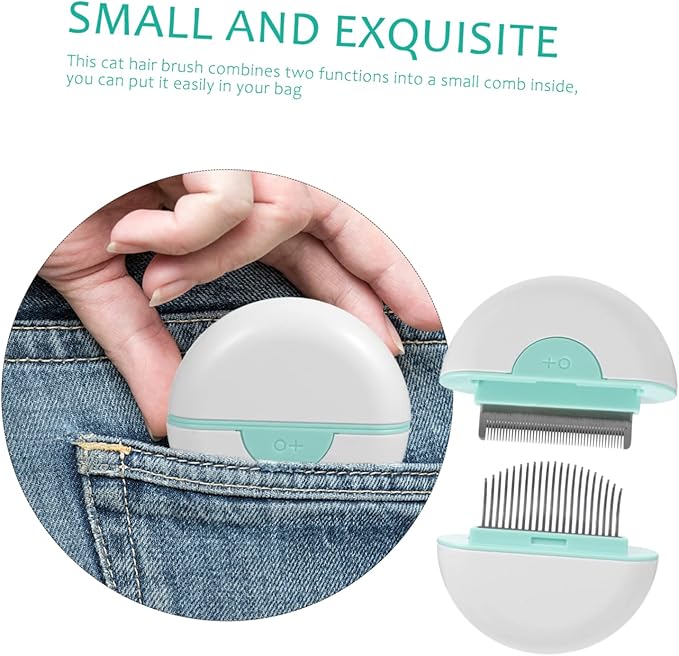 Cat Hair Removal Comb Mint Green Lightweight Grooming Tool for Cats Portable Stripping Brush with Non Slip Handle Removes Loose Hair Tangles Knots and Dander