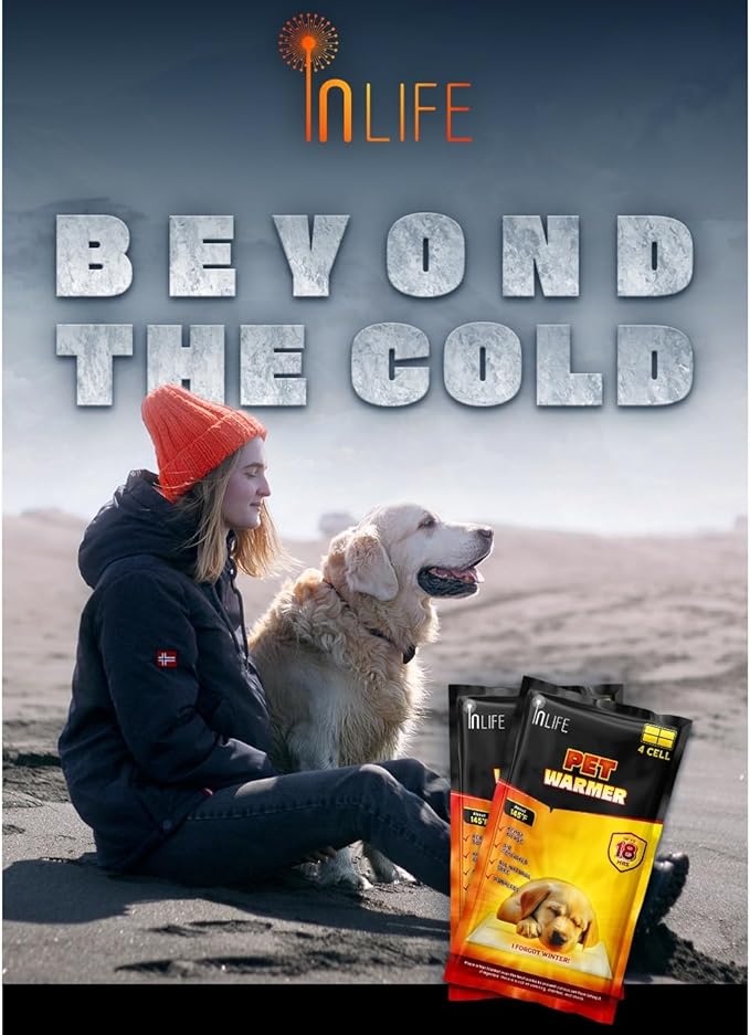 InLife Super Warmer for Dogs & Cats | All Natural & Safe, Instant Quick Heat, Easy & Comfortable Warmth, Bigger & Wider Size | Air Activated, Steady Long-Lasting | Odorless, 1 Pack