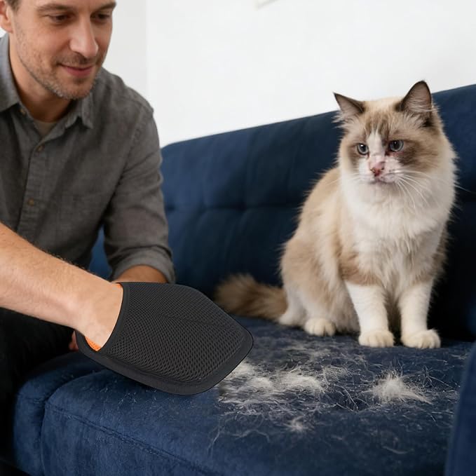 Cat Hair Remover Glove,Electrostatic Pet Grooming Mitts - Cat Detangling Gloves - for Sofas Beds Carpets Clothing Couch Bed Sheets Curtains Car Seats