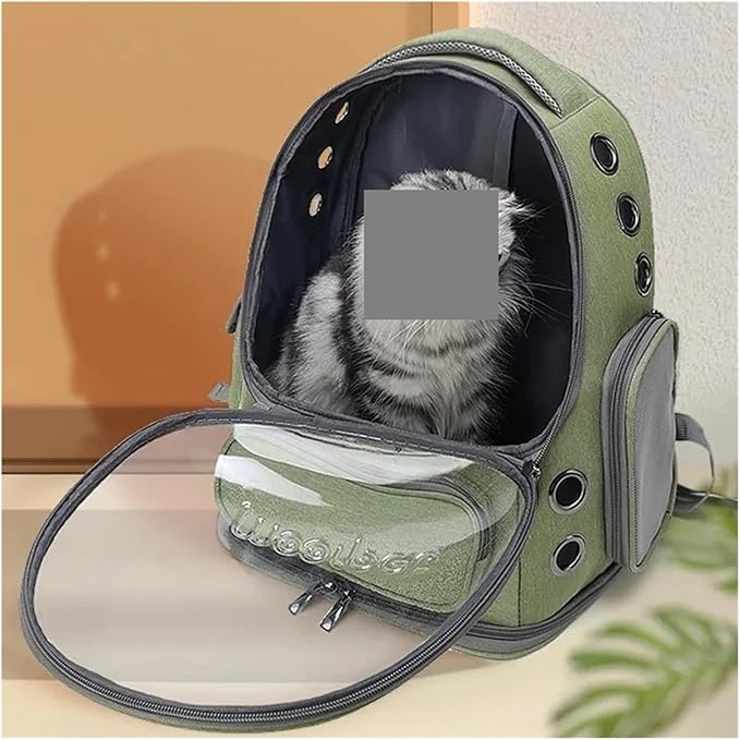 Pet Bag Outdoor Travel Backpack，Compatible for Small Breathable Carrying Supplies Transparent(Green)