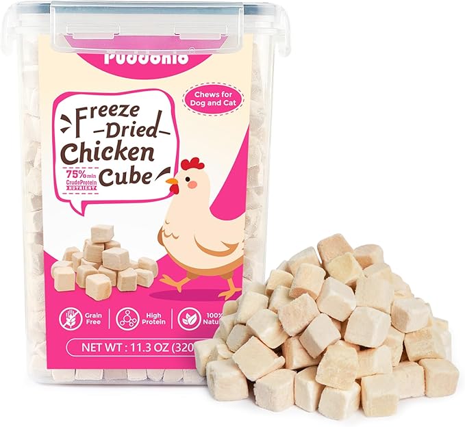 Freeze Dried Dog & Cat Treats – Single Ingredient Chicken Breast, High Protein Training Treats & Food Topper, 11.3 oz