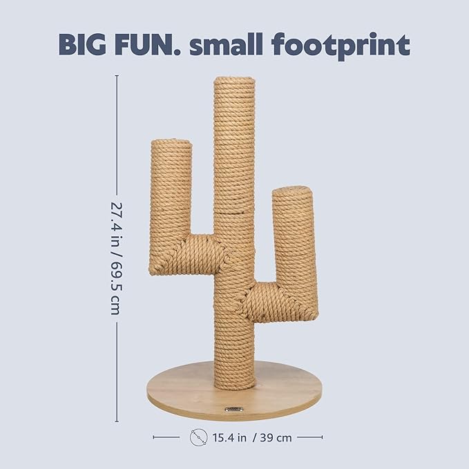 Trixie Neo 27" Scratching Post - Cute Cactus Cat Tree Designed with Extra Thick Jute - Indoor Small Cat Scratcher Furniture