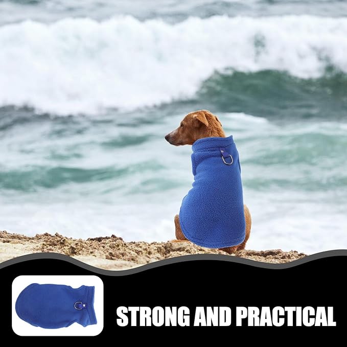 Small and Medium Dog Fleece Vest Warm Sleeveless Sweater with D-Ring Leash Attachment Navy Blue S Winter Coat for Outdoor Pet Supplies