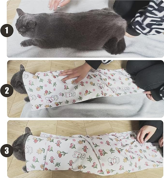 35.5‘’ Cat Grooming Wrap Cat Wrap for Cutting Nails Cat Restraint for Nail Clipping Cat Swaddle Wrap Cat Burrito Wrap Anti-Scratch Anti-Escape Multifunctional Pet Tool - Cat Nail Clipper Included
