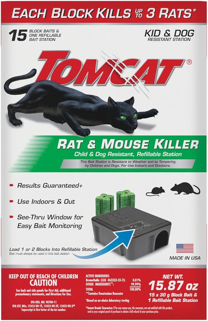 Tomcat Rat and Mouse Killer Child and Dog Resistant, Refillable Station, 2-Pack (2 Bait Stations Plus 30 Refills)