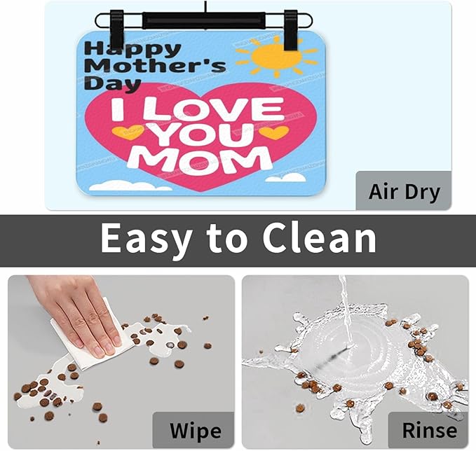 Pet Feeding Mat Absorbent Dog Mat for Food Water Bowl No Stains Quick Dry Water Dispenser Mats Happy Mother's Day Floral Gift Mom Sun Dog Accessories Pet Supplies Bowl for Messy Drinkers 24x16In