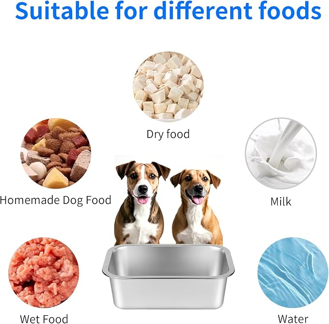 Ohtomber Stainless Steel Dog Bowl - 2.65 Gallons Metal Large Pet Dog Water & Food Bowl, Outdoor Feeder Water Trough Dish Plate for Cat, Big, Extra Large Breed