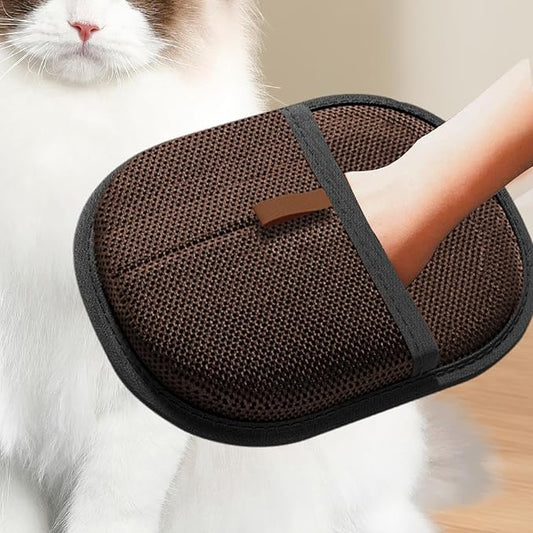Pet Hair Removal Glove for Cats Dogs Electrostatic Fur Remover Mitt Grooming Tool for Clothing Pets Beds Sofas- Deep Brown
