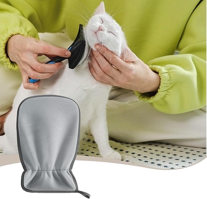 HouseVibe Pet Hair Removal Glove for Cats Dogs Bunny Reusable Grooming Mitt for Furniture Carpet Clothing Sofa Couch 9.45 x 6.30 inch- Gray
