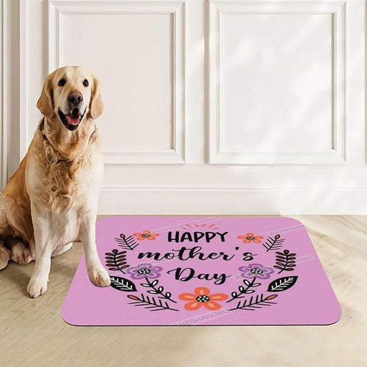 Pet Feeding Mat Happy Mother's Day Floral Gift Mom E Absorbent Pet Placemat for Food Water Bowl with Waterproof Rubber Backing 18X12In Quick Dry Water Dispenser Mat Dog Cat