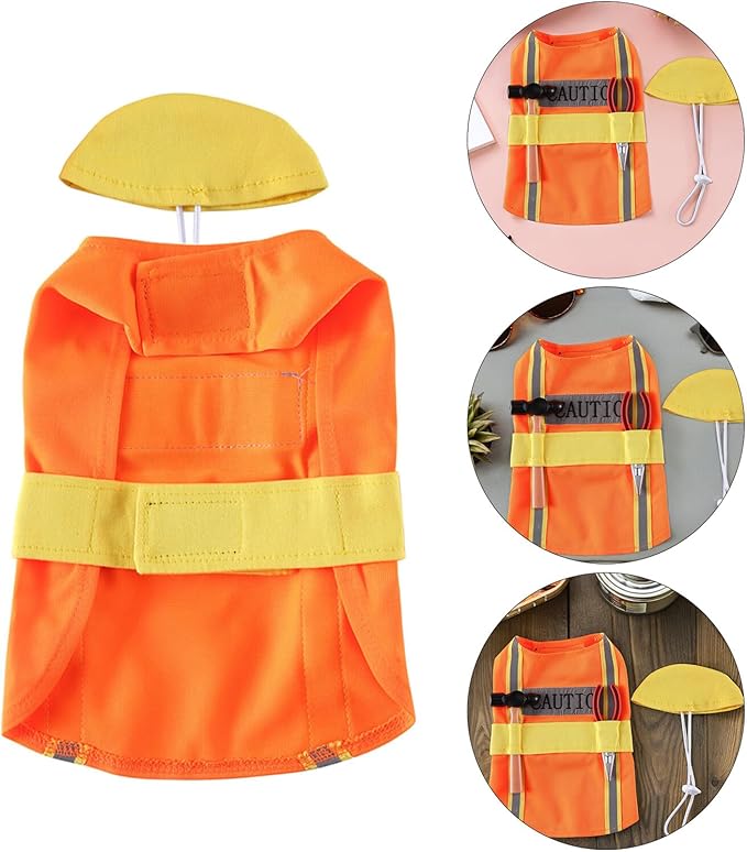 CRAFTHROU Engineer Appearance Dog Costume Wear-Resistant Adorable Puppy Clothes Orange M Size Pet Supply for Dogs Party and Holiday Dressing