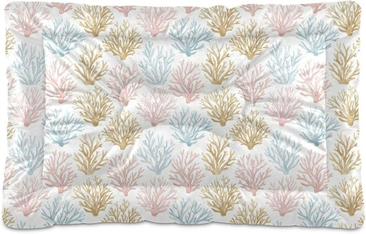 Dog Bed for Crate Washable Pet Sleep Pad, Coral Print Kennel Mat with Non-Slip Bottom, Soft Fluffy Supplies Pet for Dogs and Cats (24x18 inch)