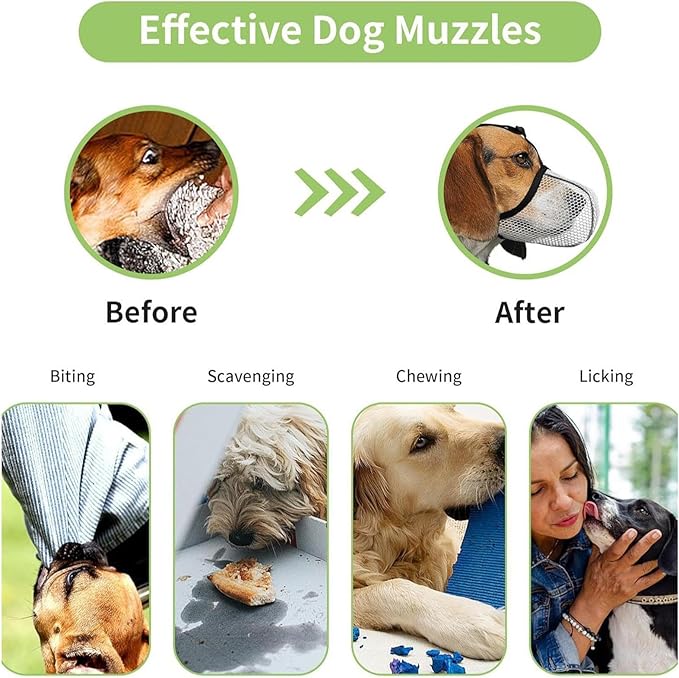 Mesh Dog Muzzle - Soft Anti-Bark Reflective - Anti-Bite Soft Muzzle for Dogs,for Small Medium Large Puppy Stop Scavenging Grooming Barking Vet Visit