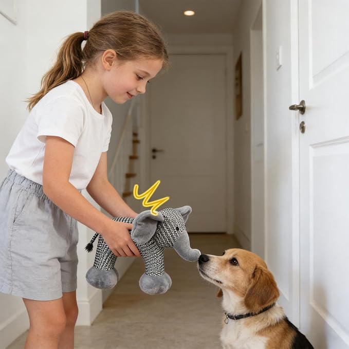 Stuffed Dog Toys - Plush Squeaker, 1 Piece Textile Creature for Canine Engagement, Soft Fabric Doll with Internal Sounder, Pet Supply, Interactive Plaything for Pups, Felines and Animals