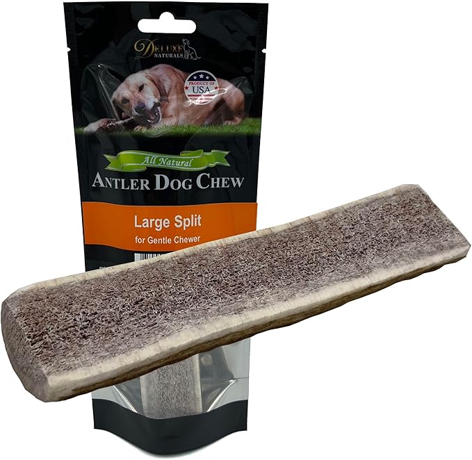 1-Pack Large Split Elk Antler Dog Chew (6 to 7.5+ in) – All Natural, Premium Grade A, Odor-Free, USA-Sourced – Long-Lasting Dental Treats for Small and Medium Dogs Under 45 lbs