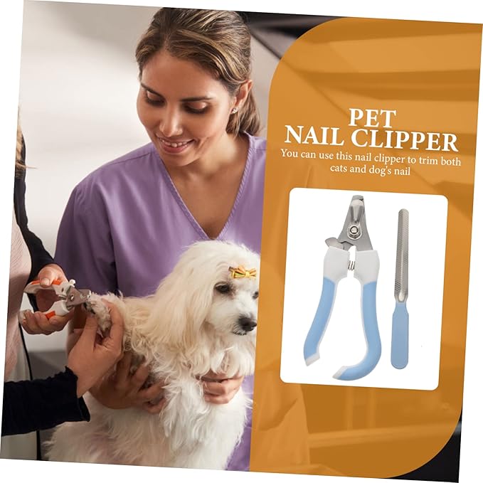 Happyyami 1set Cat Nail Clipper with Ergonomic Grip Portable Pet Trimmers for Grooming of Cats and Dogs Includes Nail File for Smooth Edges