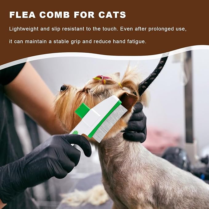 Cat Hair Brush for Dogs and Cats, Dog Grooming Supplies with Easy Release Button, Puppy Flea Cleaning Comb for Bathing Long and Short Hair Pets, Indoor Outdoor Removal, Soft Gentle Grooming Tool