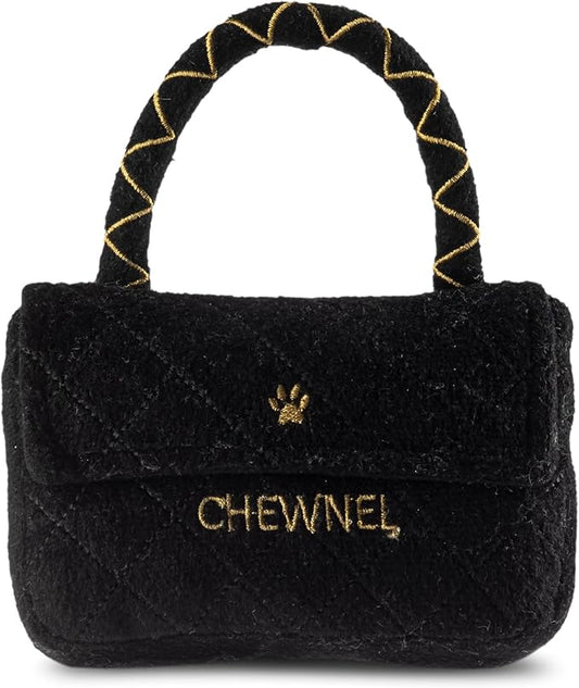 Dog Diggin Designs Chewnel Classique Plush Dog Toy Purse | Luxury-Inspired Parody Designer Handbag with Squeaker, Soft Plush Fashion Dog Toy – Haute Couture Purses & Handbags