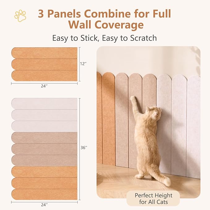 Cat Scratcher, Cat Scratching Posts, Cat Scratchers for Indoor Cats, 3-Pack Cuttable Cat Furniture Protectors - Long-Lasting and Durable for All Cats（Deep Camel/Light Came/Light Gray）