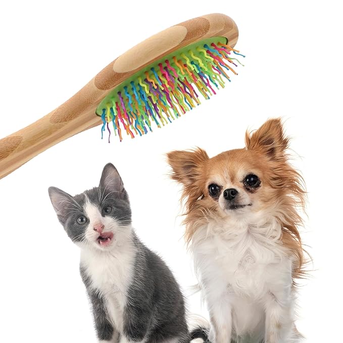 Wood Dog and Cats Comb with Colorful Massage Pin for Easy Detangling and Grooming for Home and Pet Hair Salon Use Cats Grooming Comb