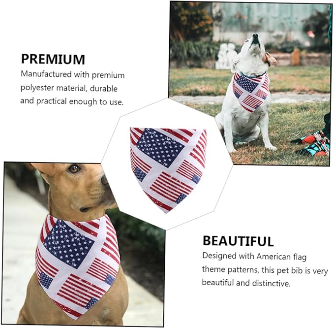 YARNOW Pet Triangle Bandana American Flag Dog Scarf Decorative Independence Day Bandana Festival Pet Supplies for Dogs and Cats