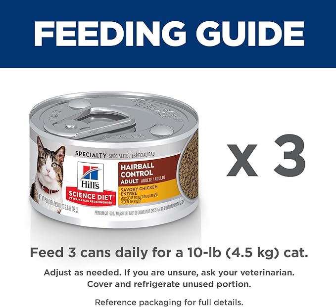 Hill's Science Diet Hairball Control, Adult 1-6, Hairball Control Support, Wet Cat Food, Chicken Minced, 2.9 oz Can, Case of 24