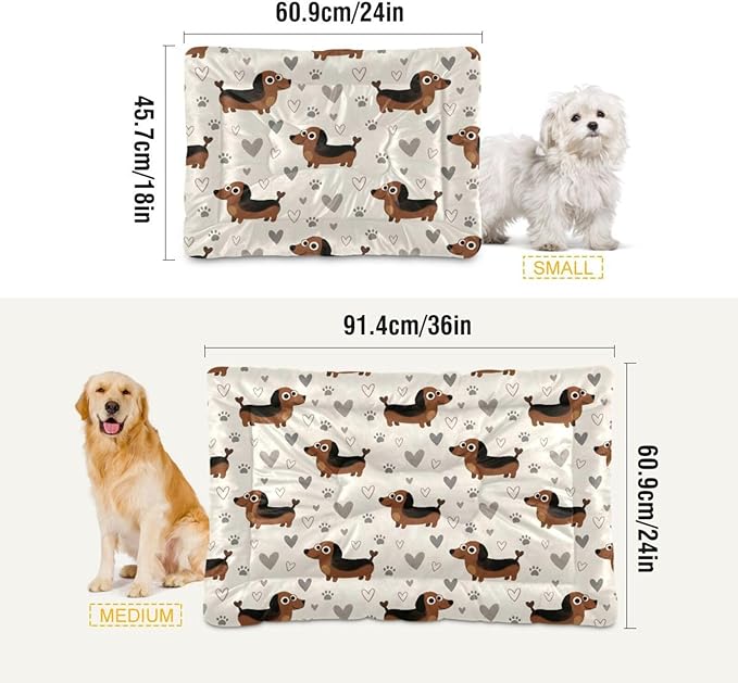 Dog Bed for Crate Washable Pet Sleep Pad, Dachshund Kennel Mat with Non-Slip Bottom, Soft Fluffy Supplies Pet for Dogs and Cats (36x24 inch)