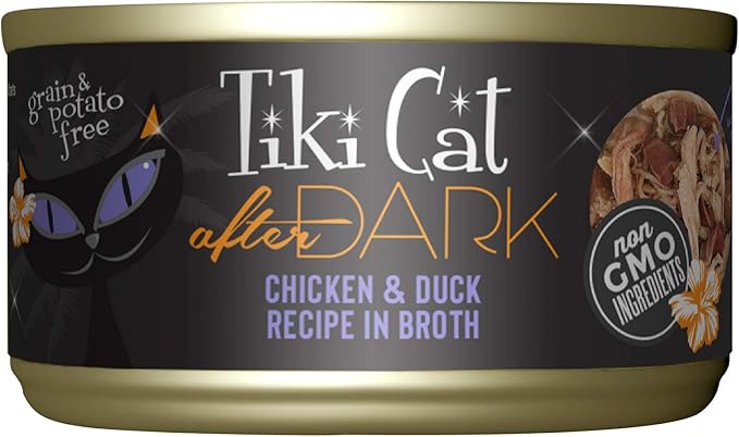 Tiki Cat After Dark, Chicken & Duck, High-Protein and 100% Non-GMO Ingredients, Wet Cat Food for Adult Cats, 2.8 oz. Can (12 Count)