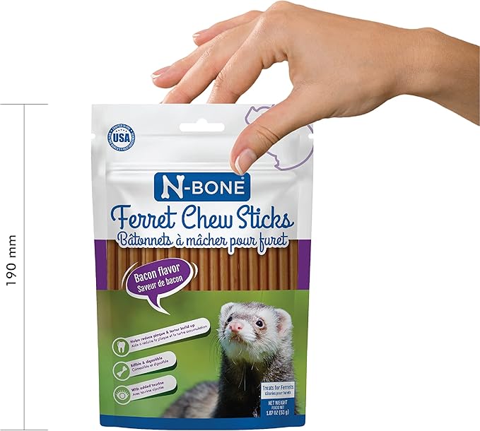N-Bone Ferret Chew Sticks Bacon Flavor, 1.87-oz Bag (Pack of 5)