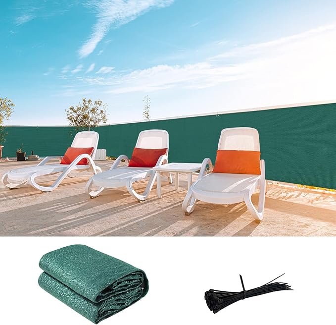 LOVE STORY Custom Size 3'x15' Dark Green Balcony Privacy Screen,UV Block Privacy Fence Screen,90% Shield for Outdoor Pool Garden Apartment Railing