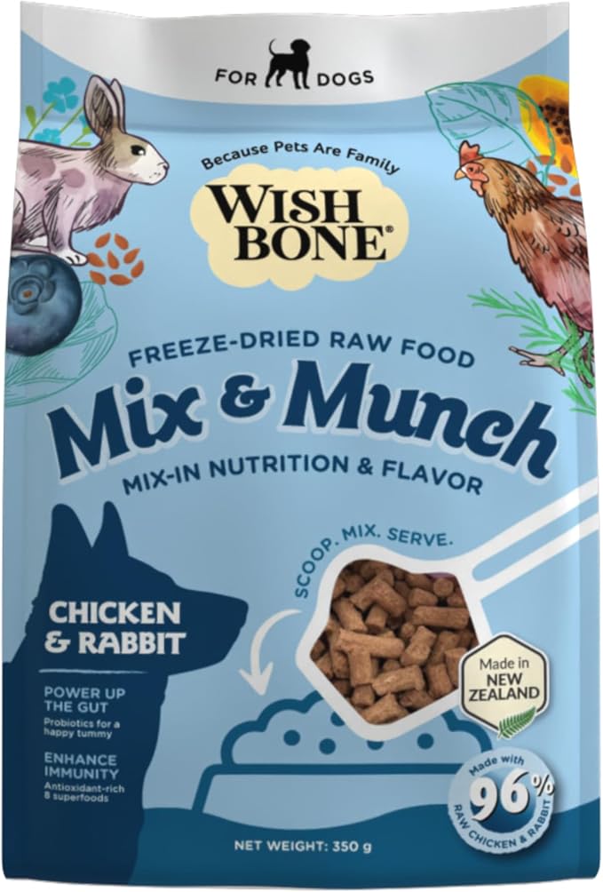 Wishbone Mix & Munch Raw Freeze-Dried Grain-Free Chicken and Rabbit for Dogs 350g