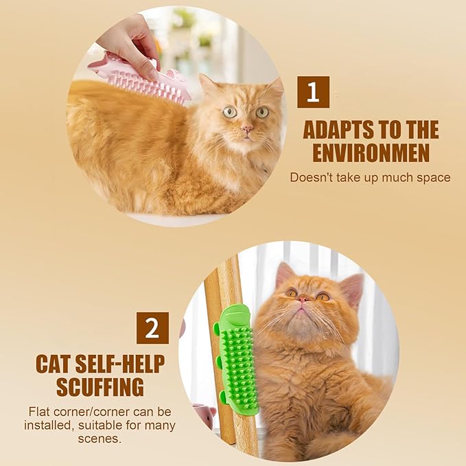 Cat Massager, Wall Corner Groomers Soft Grooming Brush, Soft Cat Corner Scratcher Self Grooming Massage Combs, Cat Self Groomer for Kitten Puppy (green)