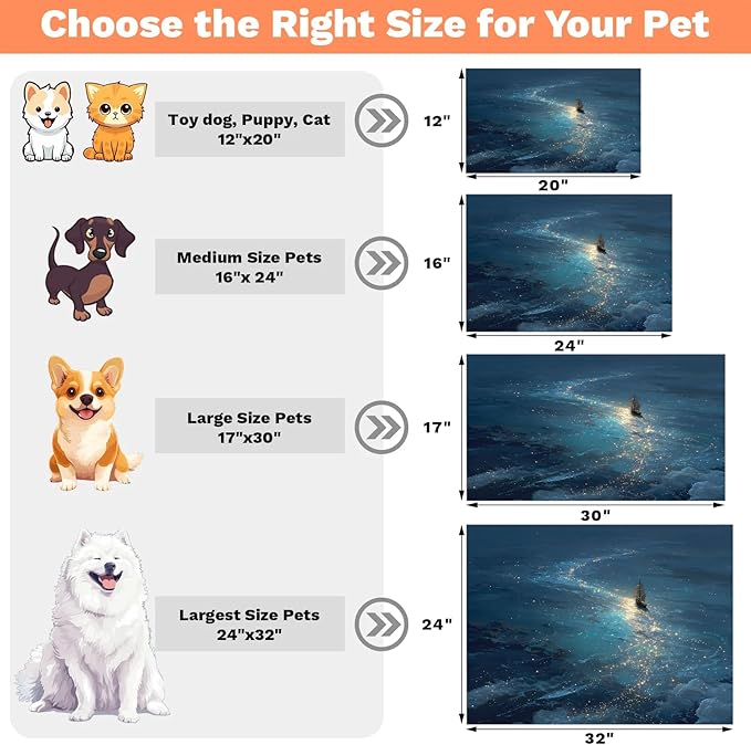 Ocean Dog Food Mat for Floors Absorbent, Quick Dry Water Dispenser Mat for Food, Water, Pet Supplies 12" x 20", Galaxy Star