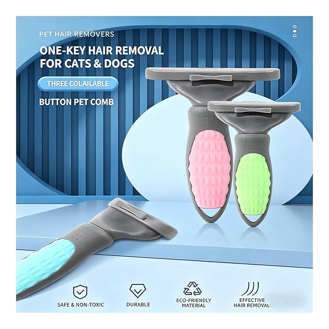 Pet Thinning Comb Large Dog Knotting Hair Removal Comb One Click Cleaning Of Floating And Broken Hair Cat Dog Supplies(Blue,S-16x5.5cm)